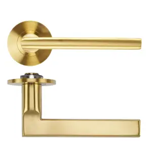 RT040-SLIM-PVDSB - Zoo Hardware Rosso Tecnica 'Varese' Lever on 4mm Round Slim Rose &lpar;Sprung&rpar; - PVD Satin Brass
