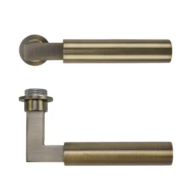Click Here To Enlarge This Photo Of RT050-MINI-AB - Zoo Hardware Rosso Tecnica 'Garda' Lever on Round Mini Rose - Antique Brass