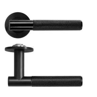 RT060-SLIM-PVDBLK - Zoo Hardware Rosso Tecnica 'Orta' Lever on 4mm Round Slim Rose &lpar;Sprung&rpar; - PVD Black