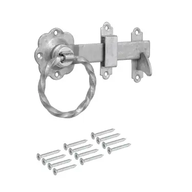Click Here To Enlarge This Photo Of Eclipse J93191 Galvanised Twisted Ring Gate Latch Set &lpar;Heavy Duty&rpar; 152mm with Fixings
