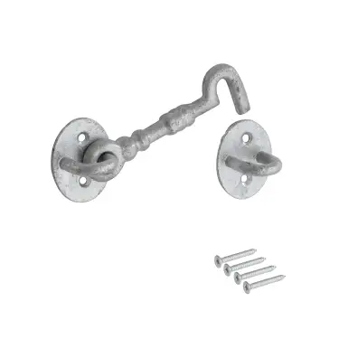 Click Here To Enlarge This Photo Of Eclipse J93426 Galvanised Cabin Hook &lpar;Heavy Duty&rpar; 102mm with Fixings