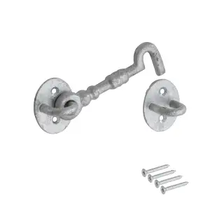 Eclipse J93426 Galvanised Cabin Hook &lpar;Heavy Duty&rpar; 102mm with Fixings