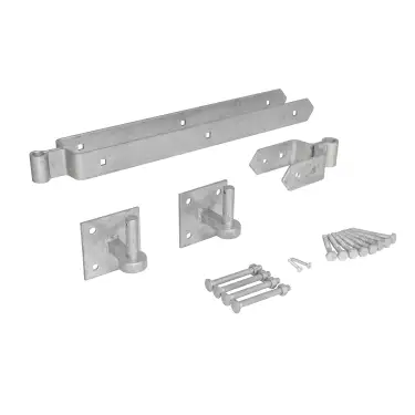 Click Here To Enlarge This Photo Of Eclipse 93738 Galvanised Heavy Duty 600mm Field Gate Double Strap Hinge Set with Hooks on Plate
