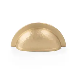 AW912SB - Alexander & Wilks Bardom Hammered Ridged Cup Pull - Satin Brass