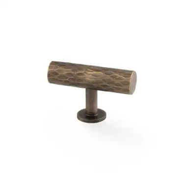 Click Here To Enlarge This Photo Of AW804-55-AB - Alexander & Wilks Leila Hammered T-Bar Knob - Antique Brass
