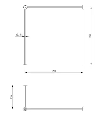 Click Here To Enlarge This Photo Of 250502&sol;SP Fitzroy of London L-Shaped 1200mm x 1200mm Stainless Steel Shower Curtain Track - Polished