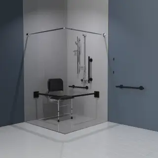 321103&sol;MB Fitzroy of London Luxury Exposed Valve Doc M Shower Pack &lpar;Stainless Steel&rpar; with Concealed Fixings - Matt Black &lpar;RAL 9005&rpar;
