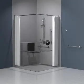 321104&sol;SS Fitzroy of London Luxury Concealed Valve Doc M Shower Pack &lpar;Stainless Steel&rpar; with Concealed Fixings & Slimline Shower Seat -  Satin