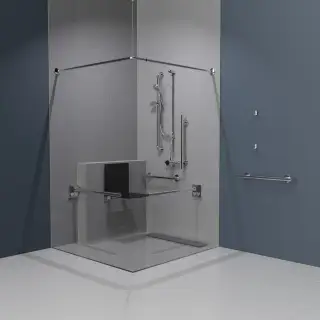 321105&sol;SP Fitzroy of London Luxury Exposed Valve Doc M Shower Pack &lpar;Stainless Steel&rpar; with Concealed Fixings & Slimline Shower Seat -  Polished