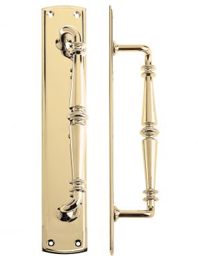 Click Here To Enlarge This Photo Of FB106 - Zoo Hardware Fulton & Bray Pull Handle on Backplate 382 x 65mm Polished Brass