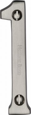 Click Here To Enlarge This Photo Of C1560 1-SN Heritage Brass Numeral 1 Face Fix 76mm &lpar;3"&rpar; Satin Nickel Finish