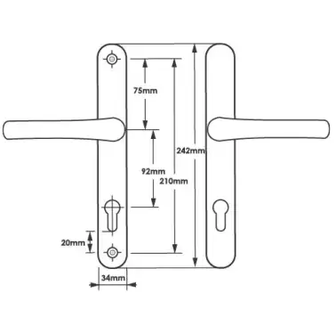 Click Here To Enlarge This Photo Of TSSHAN210LLBL - TSS Lever&sol;Lever UPVC Multipoint Door Handles - 92mm PZ &lpar;Sprung&rpar; 210mm Screw Centres - Black