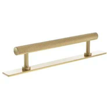 Click Here To Enlarge This Photo Of MHCSB17128SB - Millhouse Brass Paddington Spiral T-Bar Cabinet Pull Handle on Backplate 128mm - Satin Brass