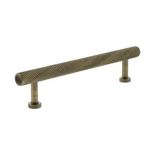 MHCS17128AB - Millhouse Brass Paddington Spiral T-Bar Cabinet Pull Handle 128mm - Antique Brass