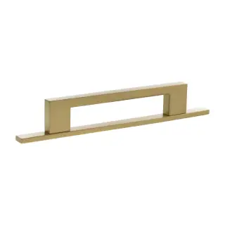MHCNB17128SB - Millhouse Brass Empire Slim Cabinet Pull Handle on Backplate 128mm - Satin Brass