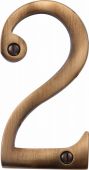 C1560 2-AT Heritage Brass Numeral 2 Face Fix 76mm &lpar;3"&rpar; Antique Brass Finish