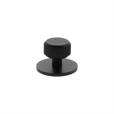 Click Here To Enlarge This Photo Of MHCLB1532MB - Millhouse Brass Battersea Linear Round Cabinet Knob Handle on Backplate - Matt Black