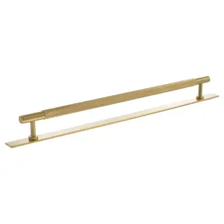 MHCKB17320SB - Millhouse Brass Eiffel Knurled T-Bar Cabinet Pull Handle on Backplate 320mm - Satin Brass