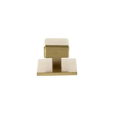 Click Here To Enlarge This Photo Of MHCKB1230SB - Millhouse Brass Eiffel Knurled Square Cabinet Knob Handle on Backplate - Satin Brass