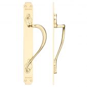 FB114R - Zoo Hardware Fulton & Bray Cast Brass Pull Handle with Art Nouveau Backplate &lpar;Right Handed&rpar; 377 x 42mm Polished Brass