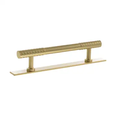 Click Here To Enlarge This Photo Of MHCDB17128SB - Millhouse Brass Chrysler Diamond T-Bar Cabinet Pull Handle on Backplate 128mm - Satin Brass