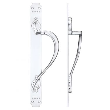 Click Here To Enlarge This Photo Of FB114RCP - Zoo Hardware Fulton & Bray Cast Brass Pull Handle with Art Nouveau Backplate &lpar;Right Handed&rpar; 377 x 42mm Polished Chrome