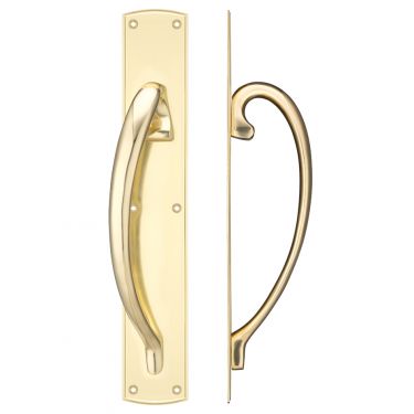 Click Here To Enlarge This Photo Of FB118L - Zoo Hardware Fulton & Bray Cast Brass Large Pull Handle with Backplate &lpar;Left Handed&rpar; 457 x 76mm Polished Brass