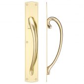 FB118R - Zoo Hardware Fulton & Bray Cast Brass Large Pull Handle with Backplate &lpar;Right Handed&rpar; 457 x 76mm Polished Brass