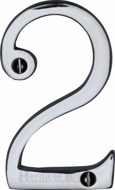 Click Here To Enlarge This Photo Of C1560 2-PC Heritage Brass Numeral 2 Face Fix 76mm &lpar;3"&rpar; Polished Chrome Finish
