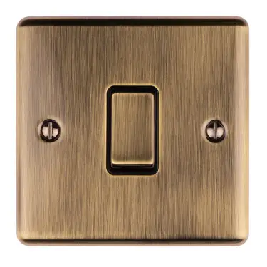 Click Here To Enlarge This Photo Of EN1SWABB - Eurolite 1 Gang 10Amp 2Way Switch Antique Brass with Black Trim &lpar;Enhance Range&rpar;