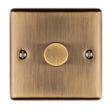 Click Here To Enlarge This Photo Of EN1DLEDABB - Eurolite 1 Gang 400W&sol;LED 2Way Dimmer Switch Antique Brass &lpar;Enhance Range&rpar;