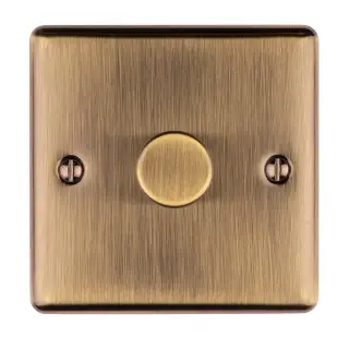 EN1DLEDABB - Eurolite 1 Gang 400W&sol;LED 2Way Dimmer Switch Antique Brass &lpar;Enhance Range&rpar;