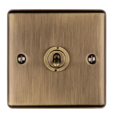 Click Here To Enlarge This Photo Of ENT1SWABB - Eurolite 1 Gang Toggle Switch Antique Brass &lpar;Enhance Range&rpar;