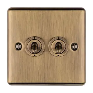 ENT2SWABB - Eurolite 2 Gang Toggle Switch Antique Brass &lpar;Enhance Range&rpar;