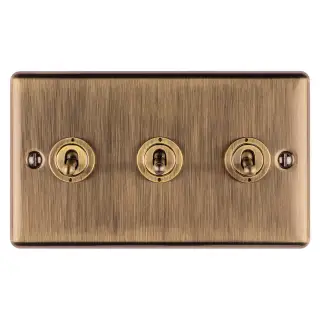 ENT3SWABB - Eurolite 3 Gang Toggle Switch Antique Brass &lpar;Enhance Range&rpar;