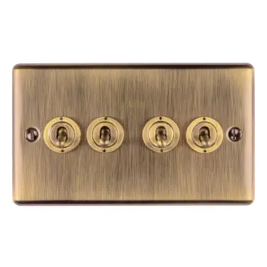 Click Here To Enlarge This Photo Of ENT4SWABB - Eurolite 4 Gang Toggle Switch Antique Brass &lpar;Enhance Range&rpar;
