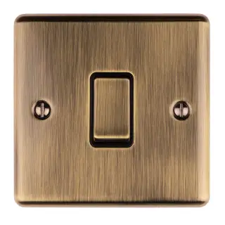 ENINTABB - Eurolite 1 Gang 10Amp Intermediate Switch Antique Brass with Black Trim &lpar;Enhance Range&rpar;