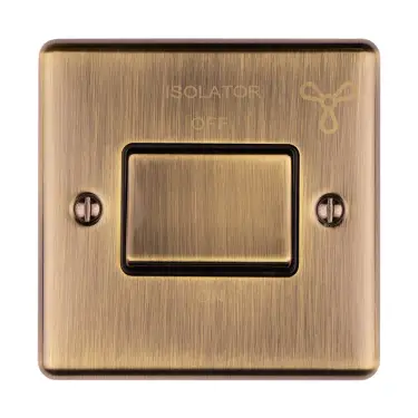 Click Here To Enlarge This Photo Of ENFSWABB - Eurolite 6Amp Fan Isolator Switch Antique Brass with Black Trim &lpar;Enhance Range&rpar;