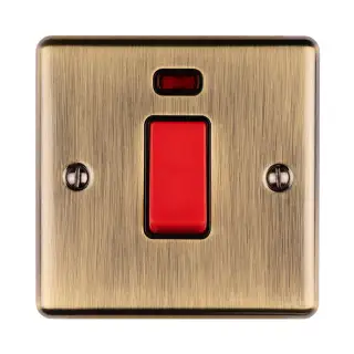 EN45ASWNSABB - Eurolite 1 Gang 45Amp DP Switch with Neon Indicator Antique Brass with Black Trim &lpar;Enhance Range&rpar;