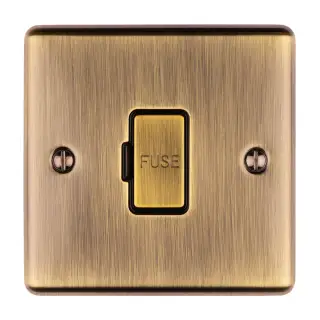 ENUSWFABB - Eurolite 13Amp Unswitched Fuse Spur Antique Brass with Black Trim &lpar;Enhance Range&rpar;