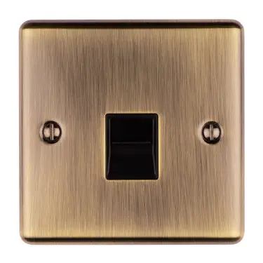 Click Here To Enlarge This Photo Of EN1MABB - Eurolite 1 Gang Master Telephone Socket Antique Brass with Black Trim &lpar;Enhance Range&rpar;