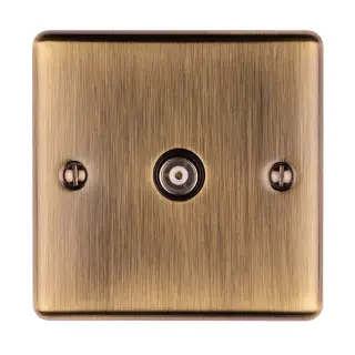 EN1TVABB - Eurolite 1 Gang TV Coaxial Socket Antique Brass with Black Trim &lpar;Enhance Range&rpar;