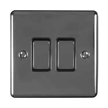 Click Here To Enlarge This Photo Of EN2SWBNB - Eurolite 2 Gang 10Amp 2Way Switch Black Nickel with Black Trim &lpar;Enhance Range&rpar;