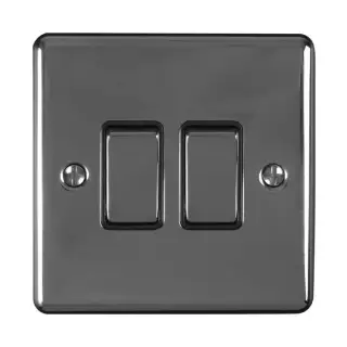 EN2SWBNB - Eurolite 2 Gang 10Amp 2Way Switch Black Nickel with Black Trim &lpar;Enhance Range&rpar;