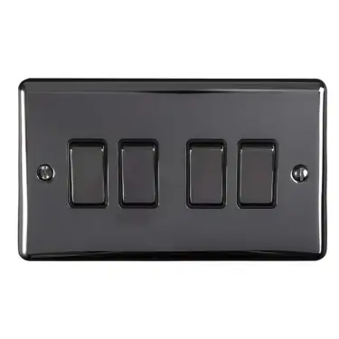 Click Here To Enlarge This Photo Of EN4SWBNB - Eurolite 4 Gang 10Amp 2Way Switch Black Nickel with Black Trim &lpar;Enhance Range&rpar;