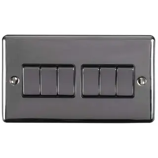 EN6SWBNB - Eurolite 6 Gang 10Amp 2Way Switch Black Nickel with Black Trim &lpar;Enhance Range&rpar;