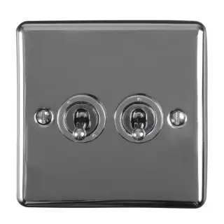 ENT2SWBN - Eurolite 2 Gang 10Amp 2Way Toggle Switch Black Nickel &lpar;Enhance Range&rpar;