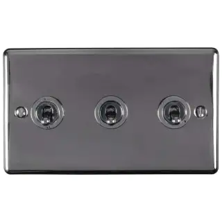 ENT3SWBN - Eurolite 3 Gang 10Amp 2Way Toggle Switch Black Nickel &lpar;Enhance Range&rpar;