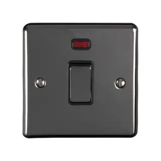 EN20ASWNBNB - Eurolite 1 Gang 20Amp DP Switch with Neon Indicator Black Nickel with Black Trim &lpar;Enhance Range&rpar;