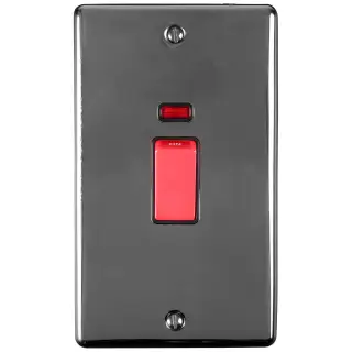EN45ASWNBNB - Eurolite 45Amp DP Cooker Switch with Neon Indicator &lpar;Vertical&rpar; Black Nickel with Black Trim &lpar;Enhance Range&rpar;
